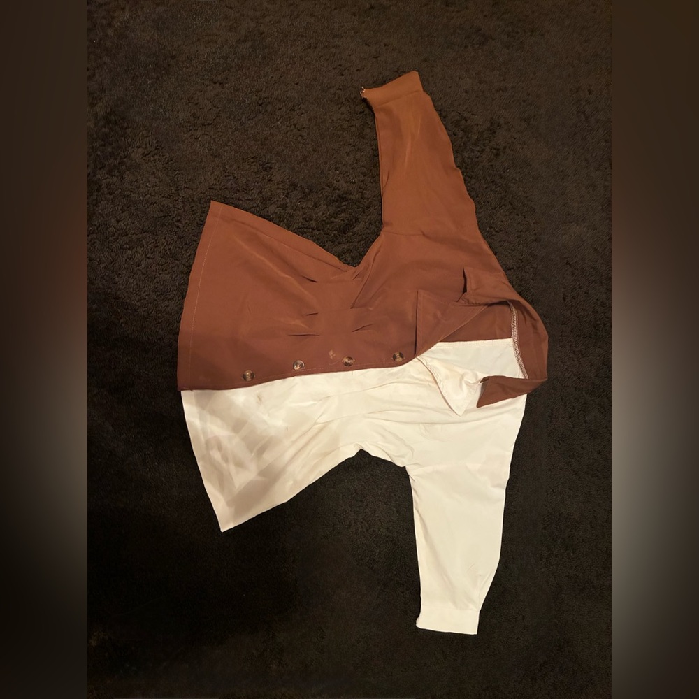 Brown and White Button-Up Blazer